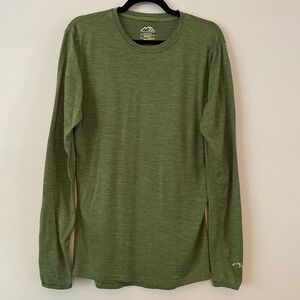 Merinotech Superfine Merino Wool Long Sleeve Shirt Green L Midweight Base Layer